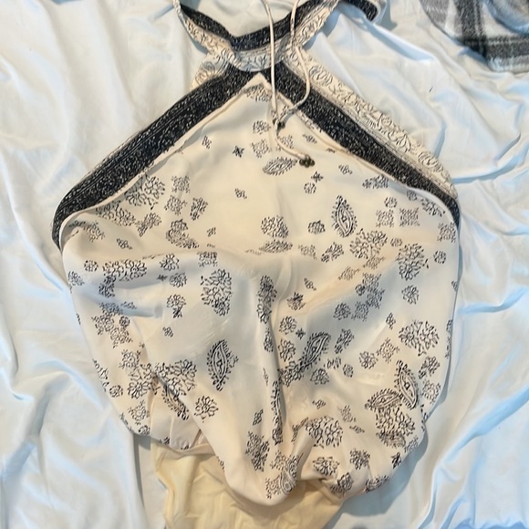 NWT 1 Thing Halter Neck Sleeveless Paisley Floral Tie Open Back Bodysuit - Picture 8 of 12